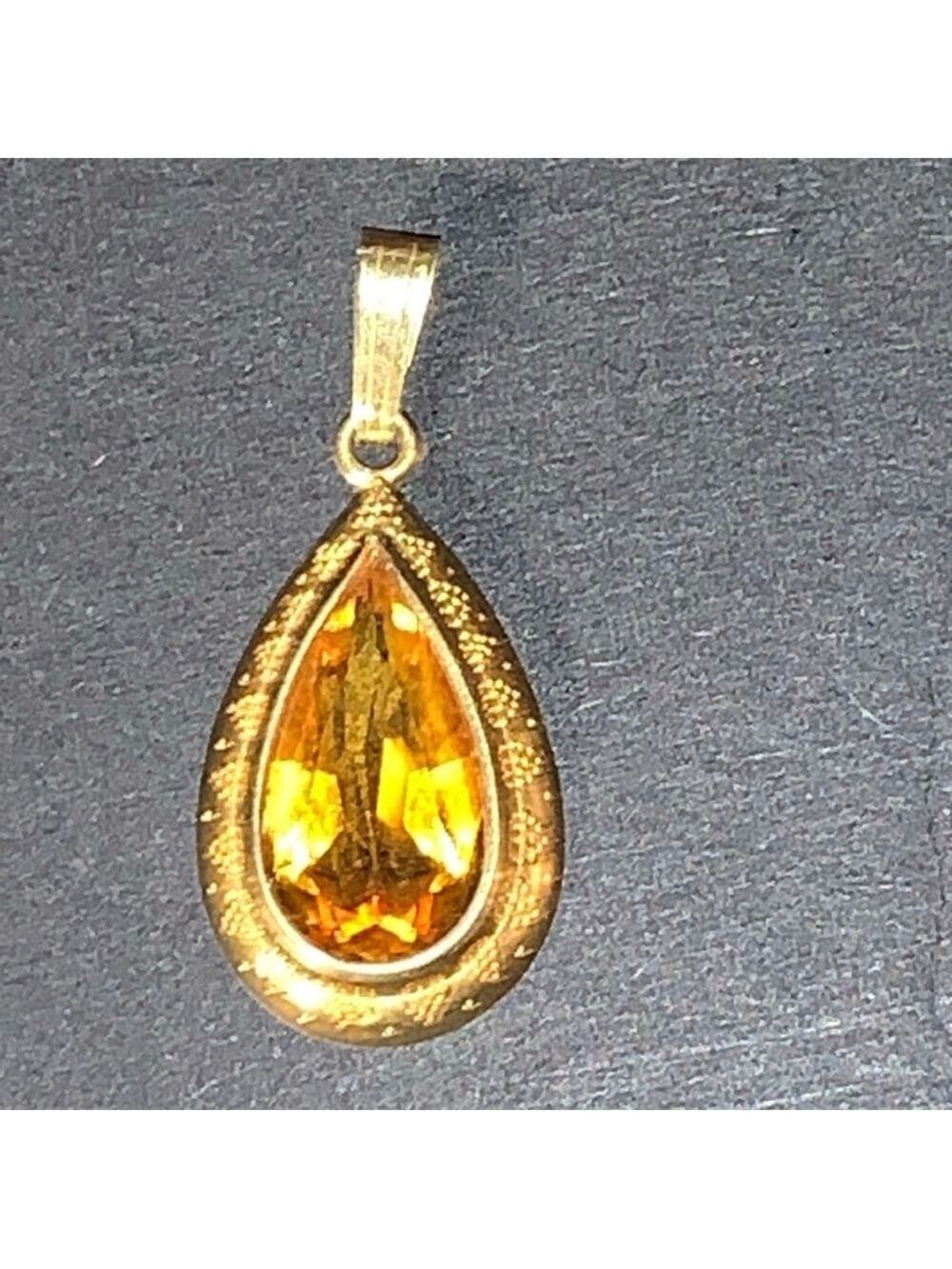 Women's K&L Germany Gold Tone Orange Teardrop necklace Pendant